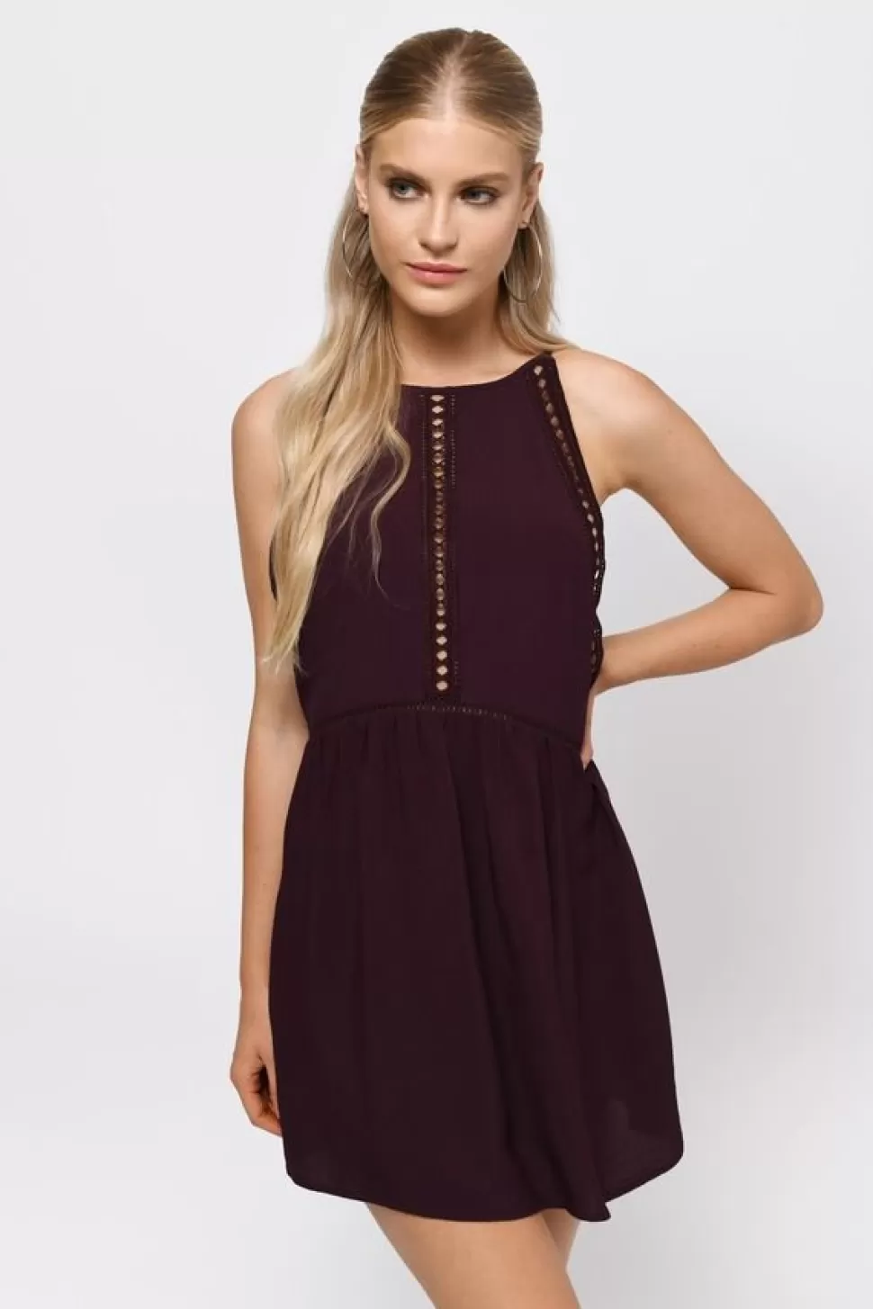 Backless Dresses*Tobi 90'S Baby Open Back Dress Merlot | Black