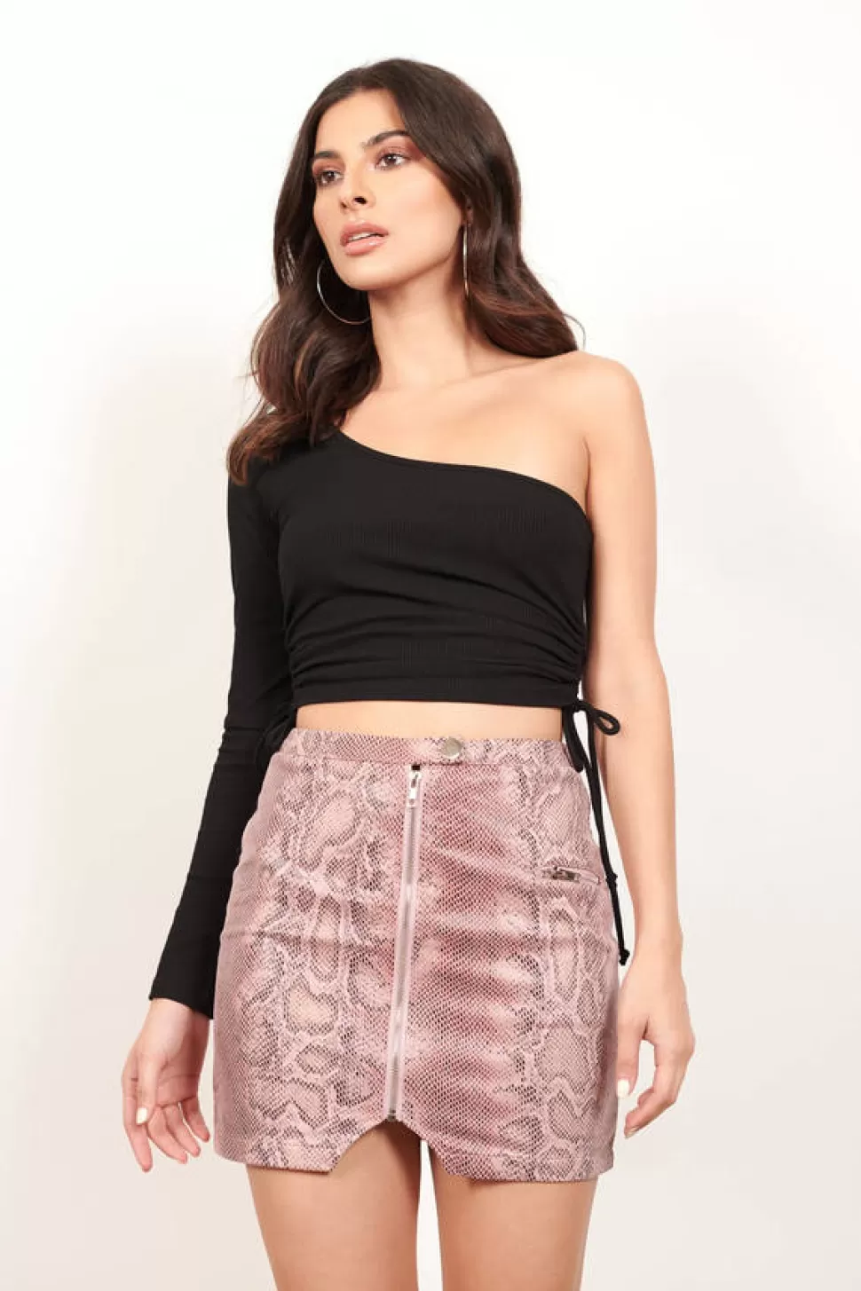 Skirts*Tobi Aim High Faux Leather Snake Print Mini Skirt Pink Snake