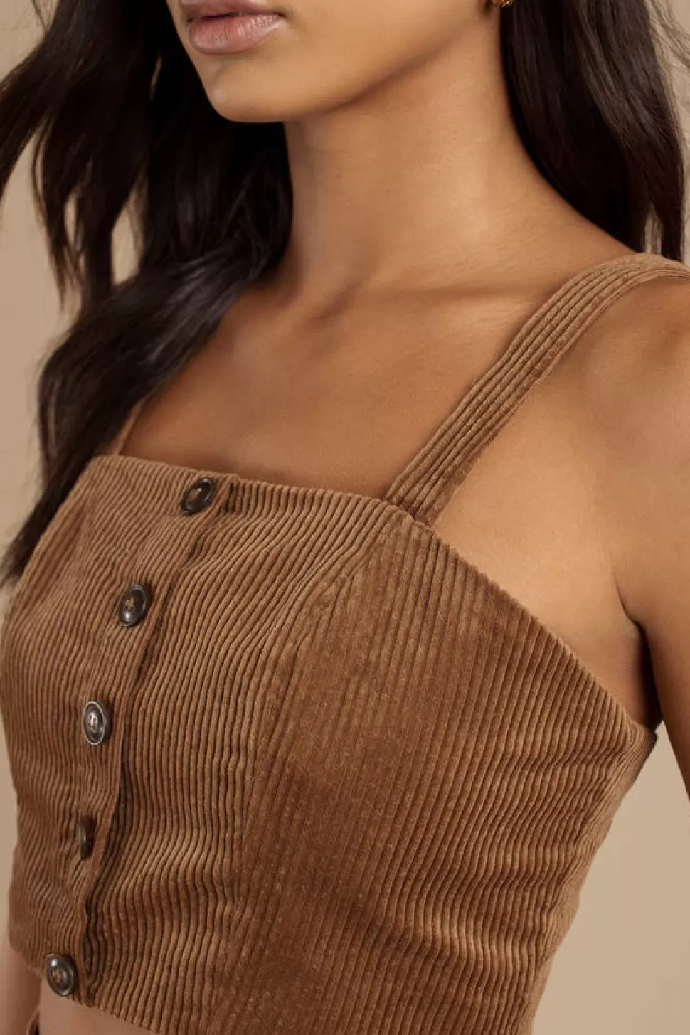 Crop Tops*Tobi Alicia Corduroy Crop Top Mocha