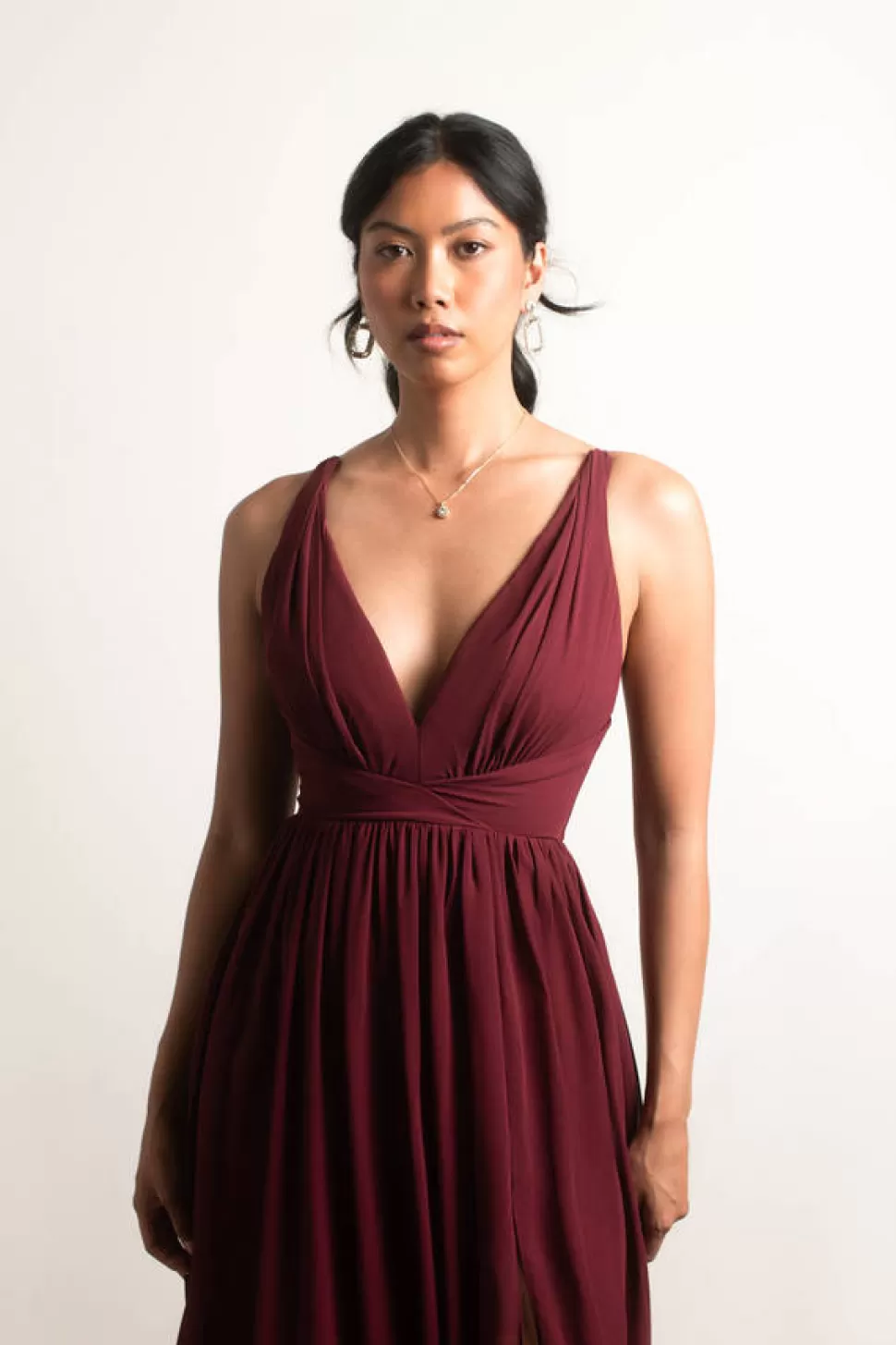 Black Tie & Evening Dresses*Tobi All I Ever Need Twist Slit Maxi Dress Burgundy | Baby Blue | Emerald | Taupe