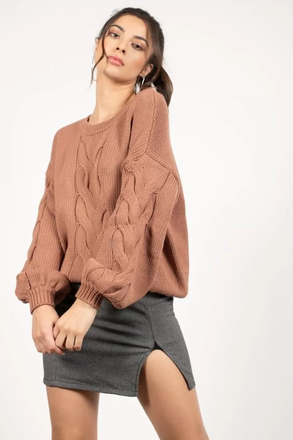 Sweaters & Cardigans*Tobi All The Feels Cable Knit Sweater Sienna | Red | Beige