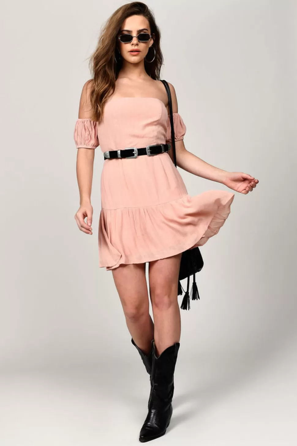 Casual Dresses*Tobi Ally Off Shoulder Skater Dress Blush