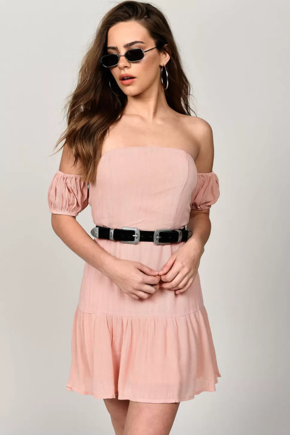 Casual Dresses*Tobi Ally Off Shoulder Skater Dress Blush