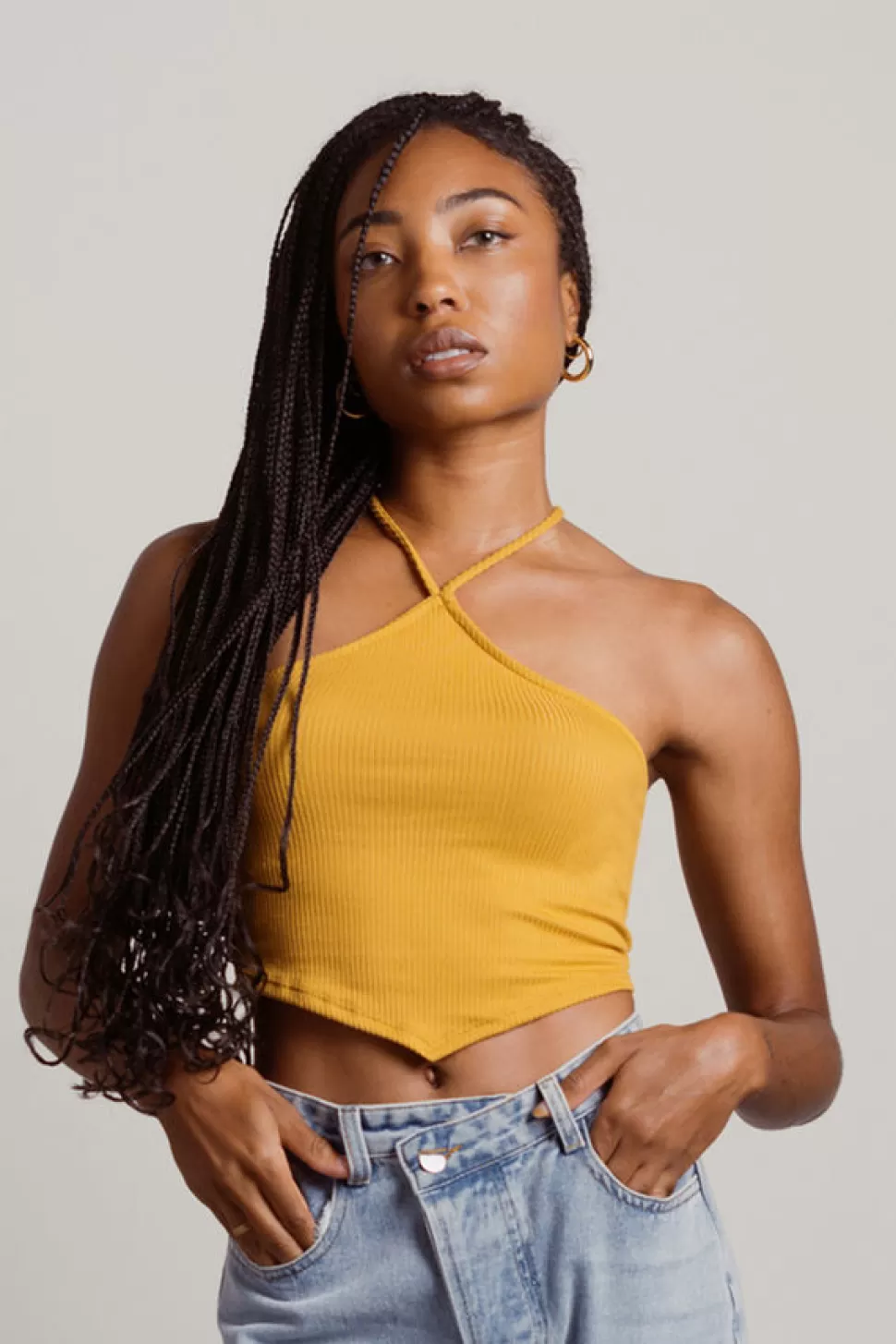 Crop Tops*Tobi Always And Forever Ribbed Halter Handkerchief Crop Top Yellow | White | Black