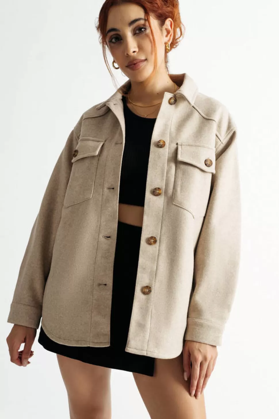 Jackets*Tobi Amelie Oversized Shacket Beige