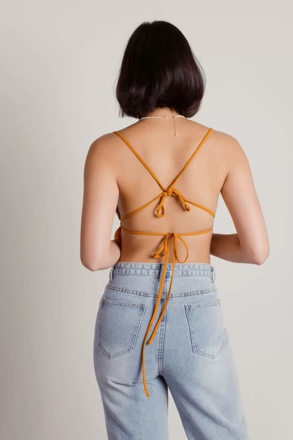 Backless Tops*Tobi Angelic Luxe Textured Open Back Crop Top Rust | Ecru