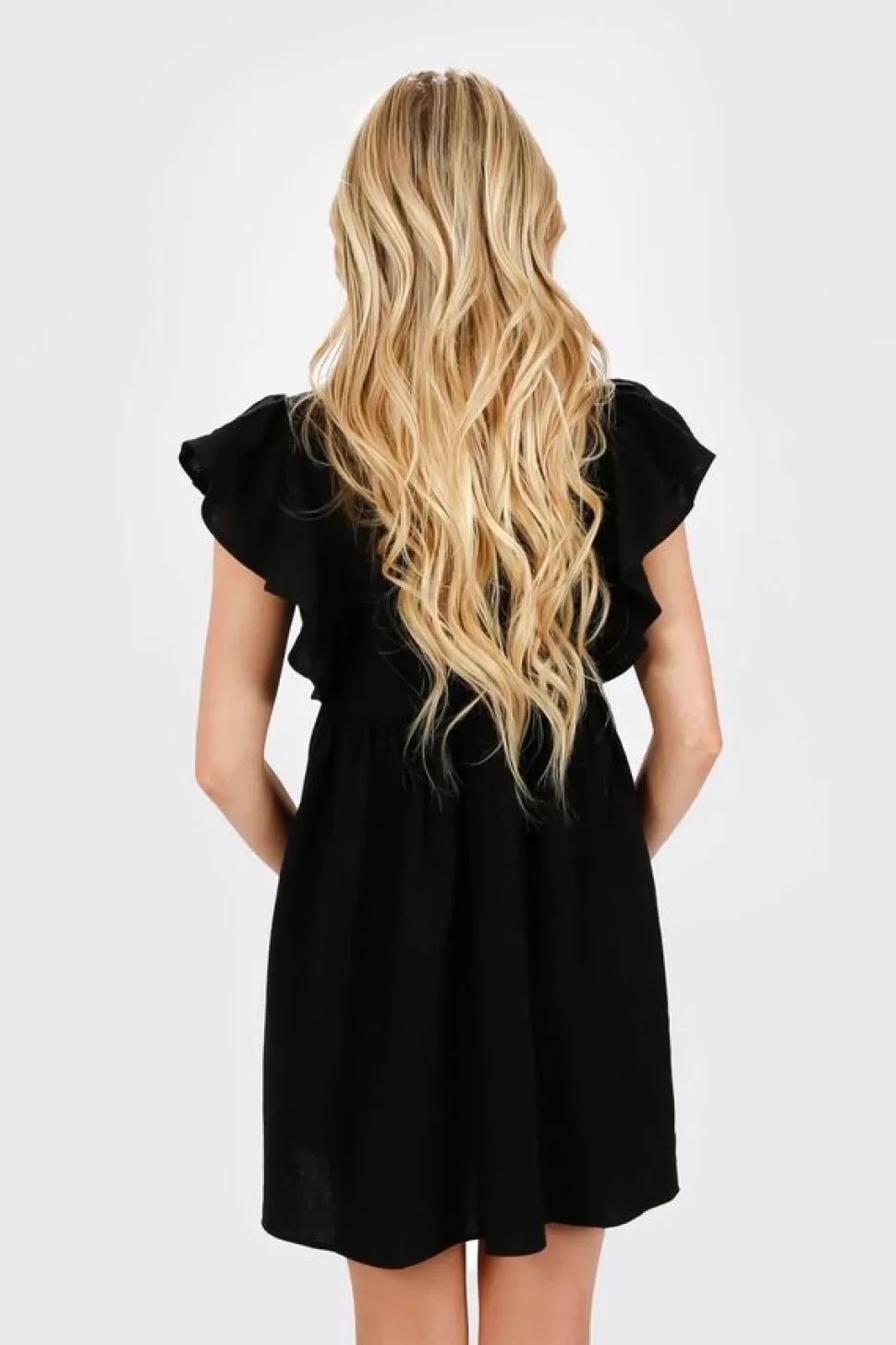 Casual Dresses*Tobi Anikka V-Neck Ruffle Button Dress Black