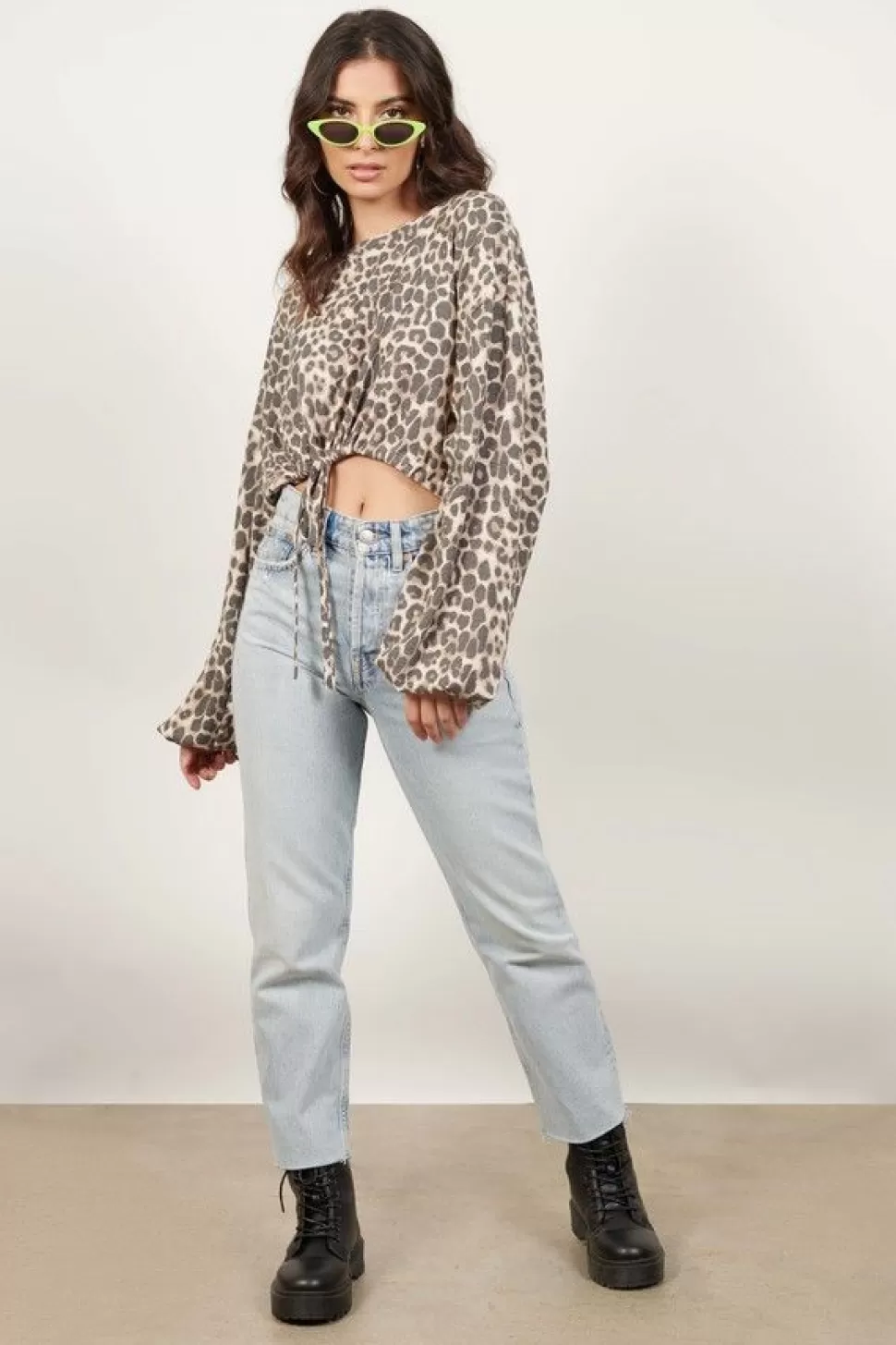 Long Sleeve Tops*Tobi Animal In Me Leopard Crop Top Multi