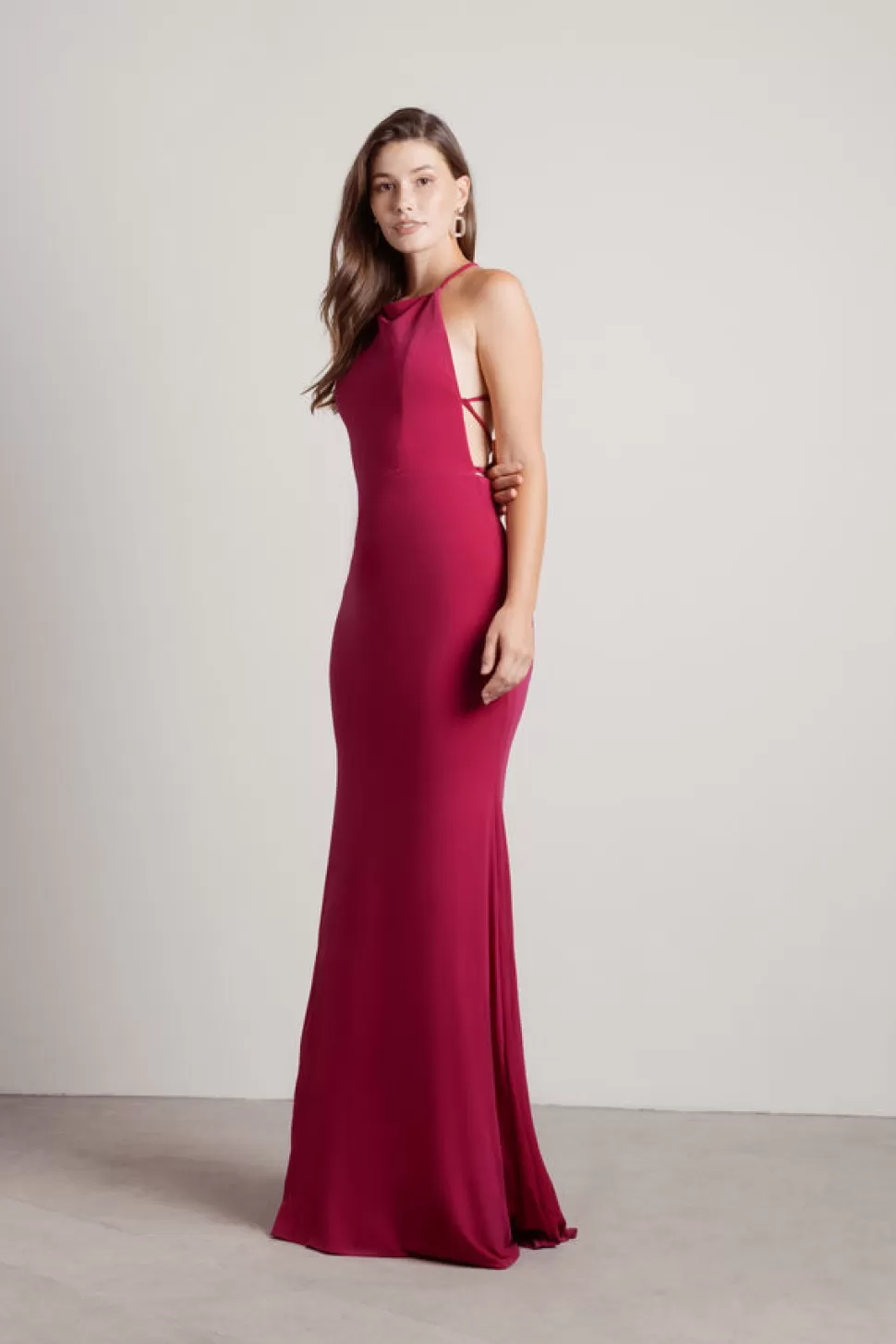 Black Tie & Evening Dresses*Tobi Another Night Out Lace Up Mermaid Maxi Dress Magenta | Navy