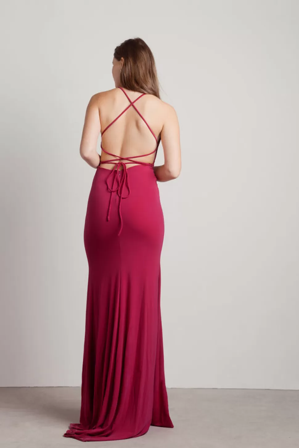 Black Tie & Evening Dresses*Tobi Another Night Out Lace Up Mermaid Maxi Dress Magenta | Navy