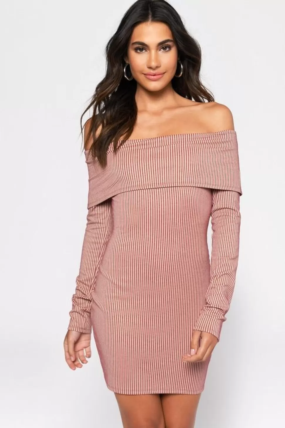 Bodycon Dresses*Tobi Aria Off Shoulder Long Sleeve Bodycon Dress Wine