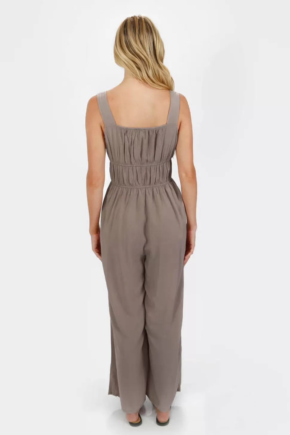 Rompers & Jumpsuits*Tobi Arissa Solid Woven Sleeveless Elastic Detail Jumpsuit Laurel Oak