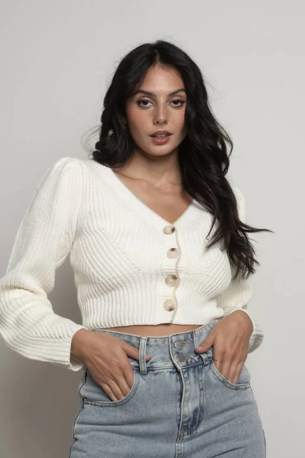 Long Sleeve Tops*Tobi Astrid Crop Sweater Cardigan Ivory