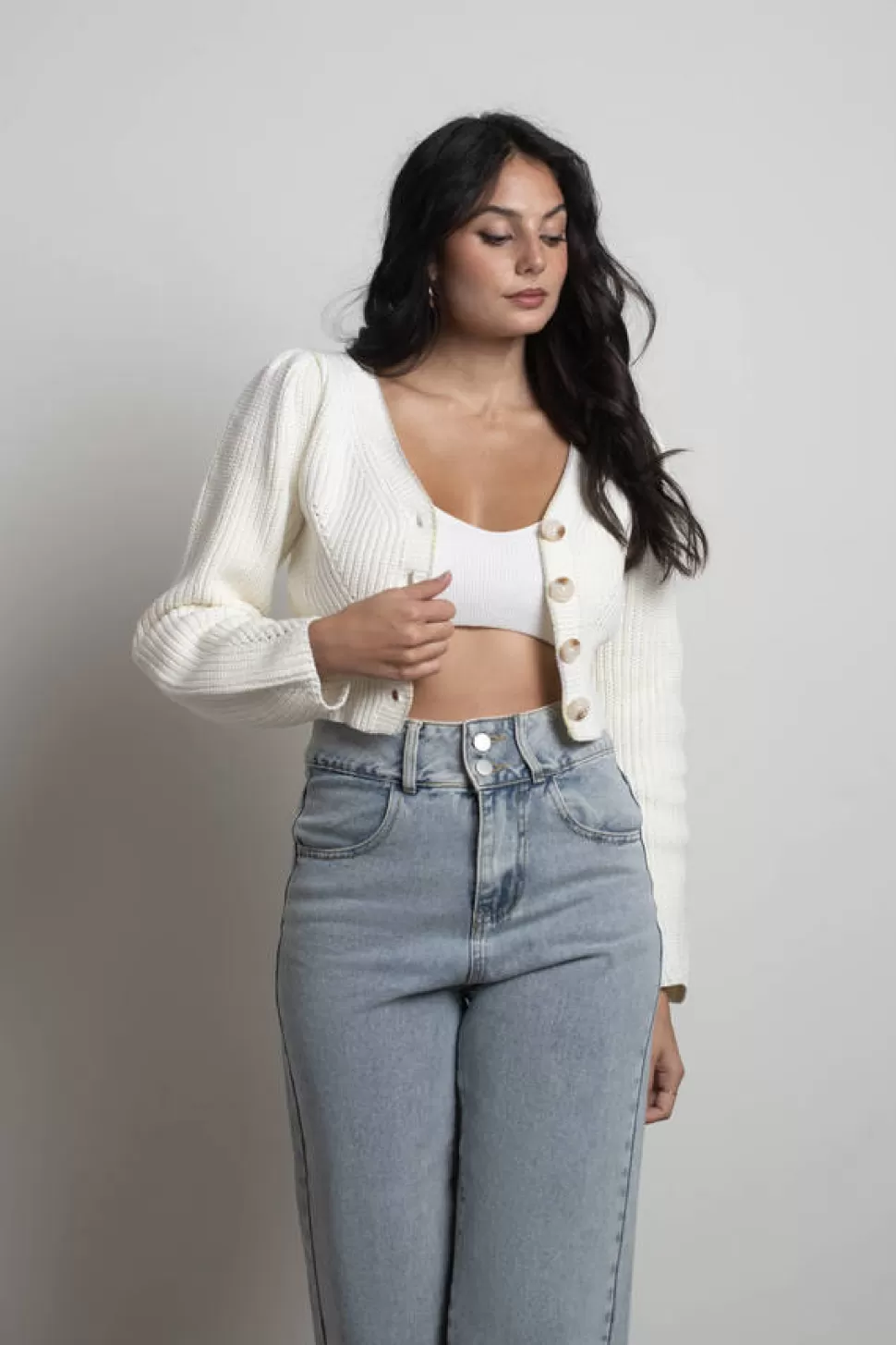 Long Sleeve Tops*Tobi Astrid Crop Sweater Cardigan Ivory