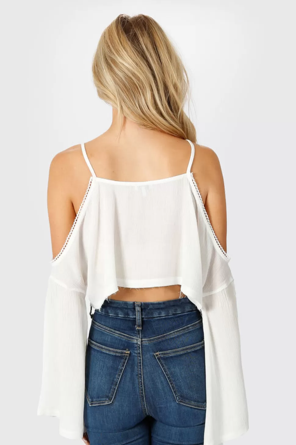 Crop Tops*Tobi Athena Cold Shoulder Crop Top White | Rose