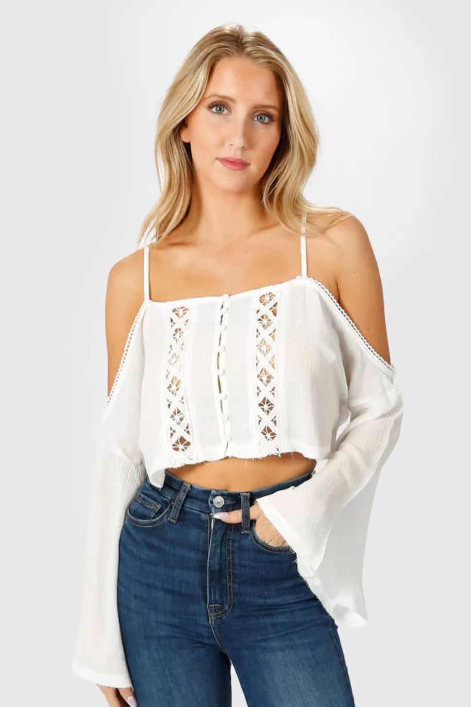 Crop Tops*Tobi Athena Cold Shoulder Crop Top White | Rose