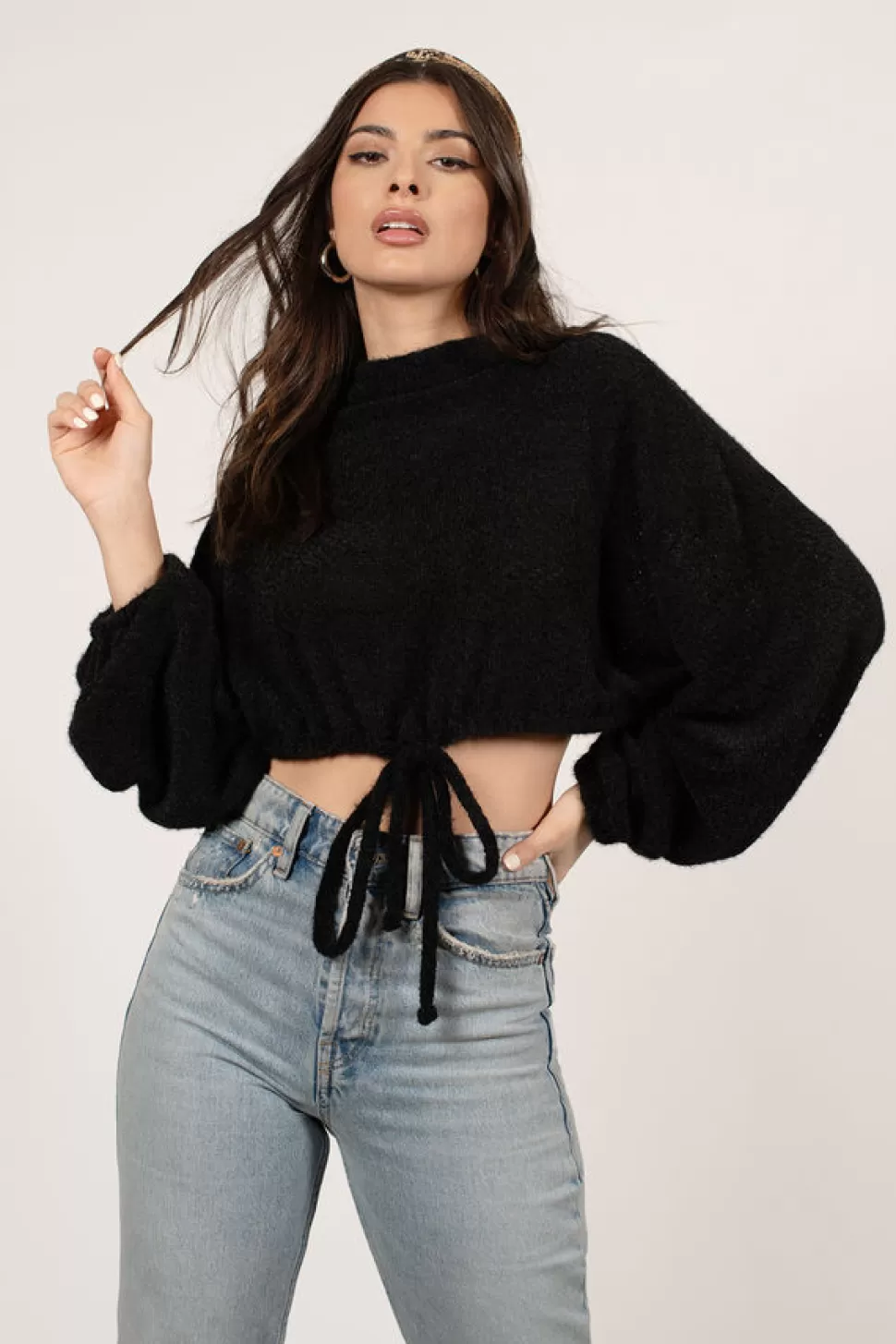 Long Sleeve Tops*Tobi Aubree Drawstring Top Black