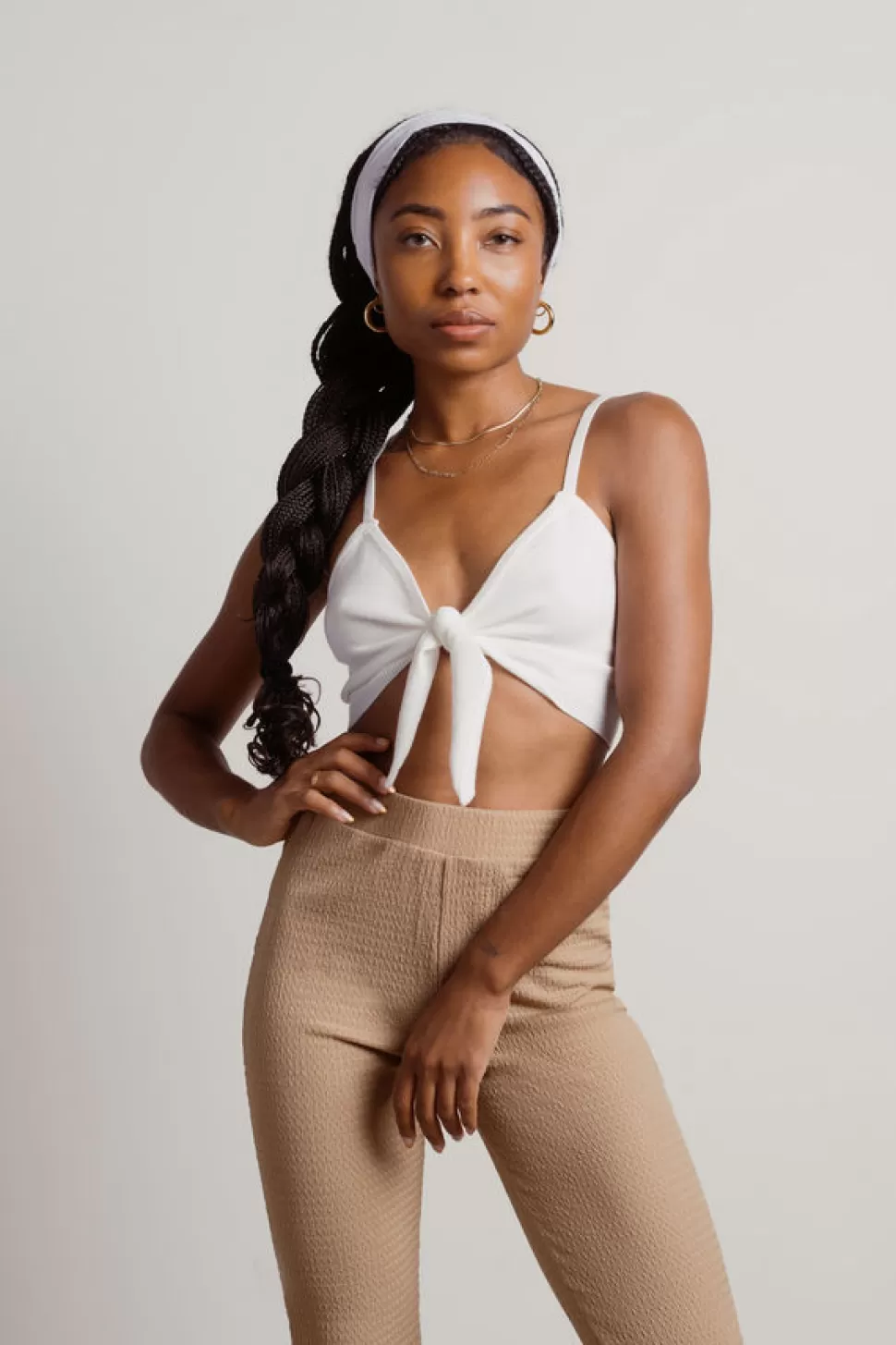 Crop Tops*Tobi Avalon Front Tie Sweater Brami Crop Top White