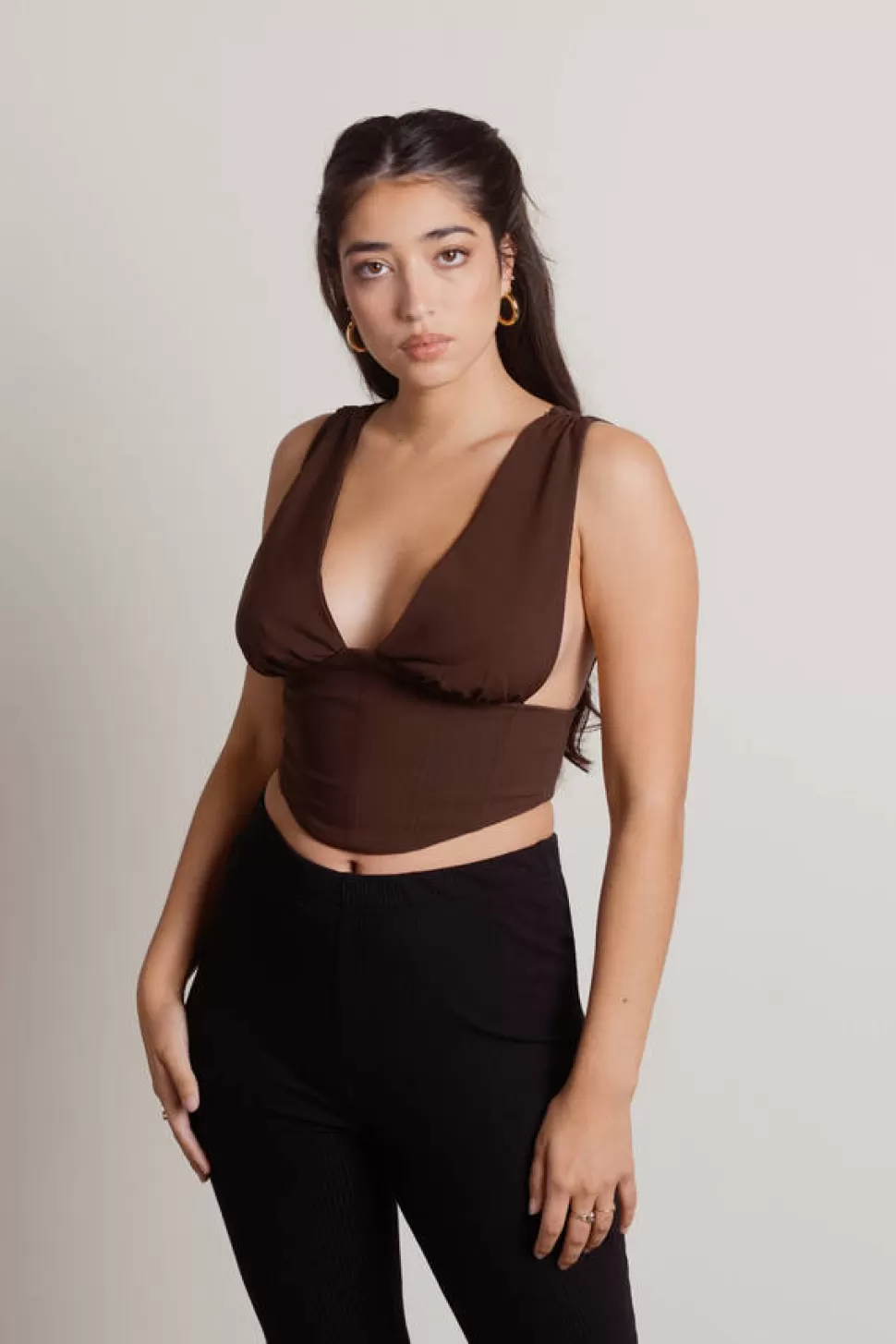 Crop Tops*Tobi Avery Bustier Crop Top Brown