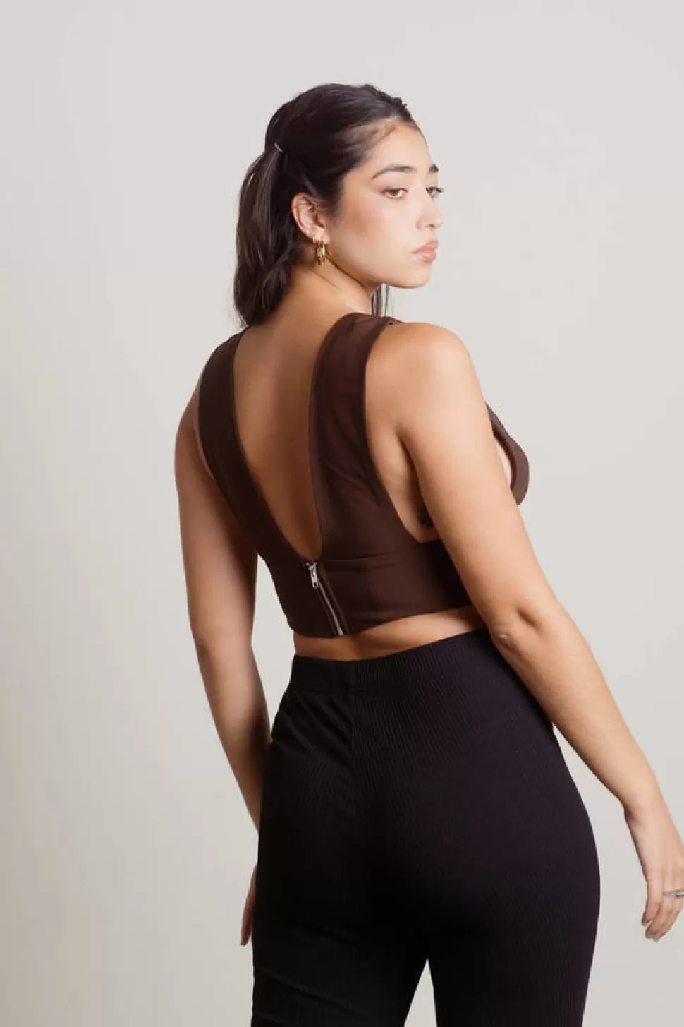 Crop Tops*Tobi Avery Bustier Crop Top Brown