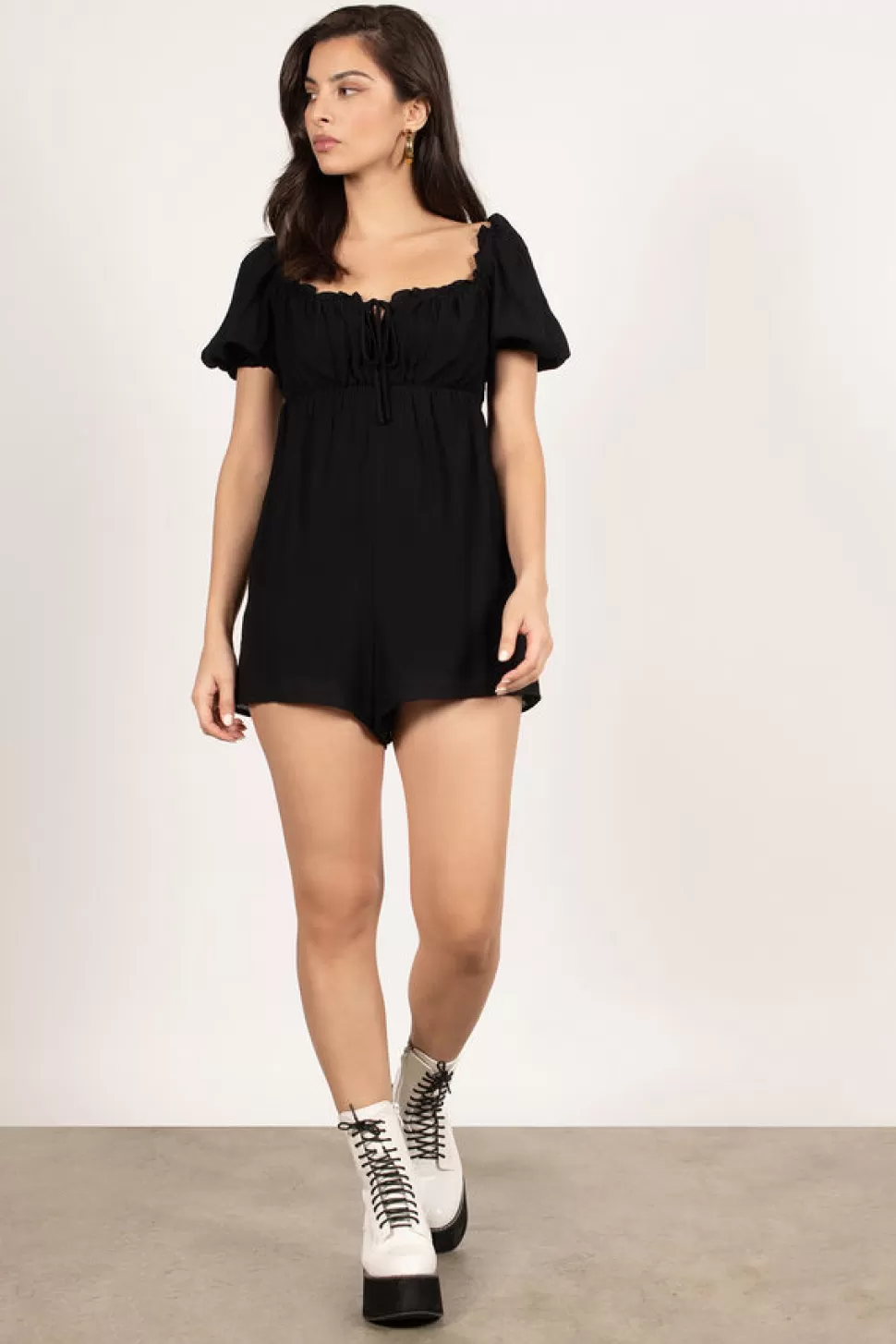 Rompers & Jumpsuits*Tobi Baby Please Ruched Romper Black