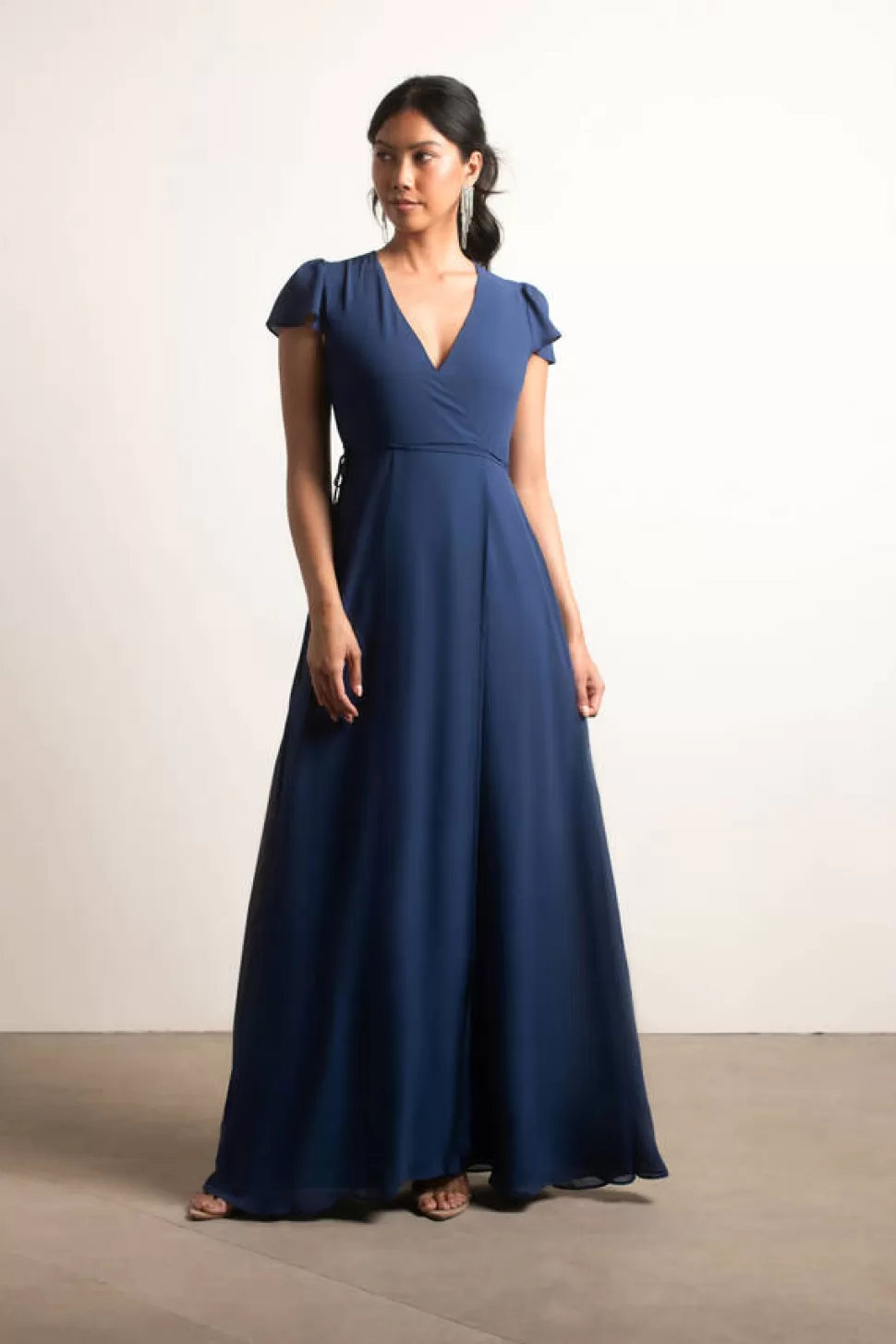 Black Tie & Evening Dresses*Tobi Be True Chiffon Wrap Maxi Dress Navy