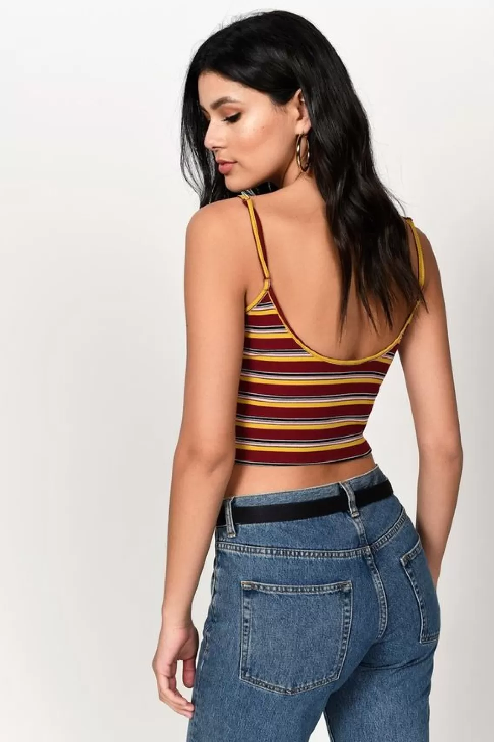 Red Tops*Tobi Beautiful Crazy Striped Ribbed Tank Wine Multi