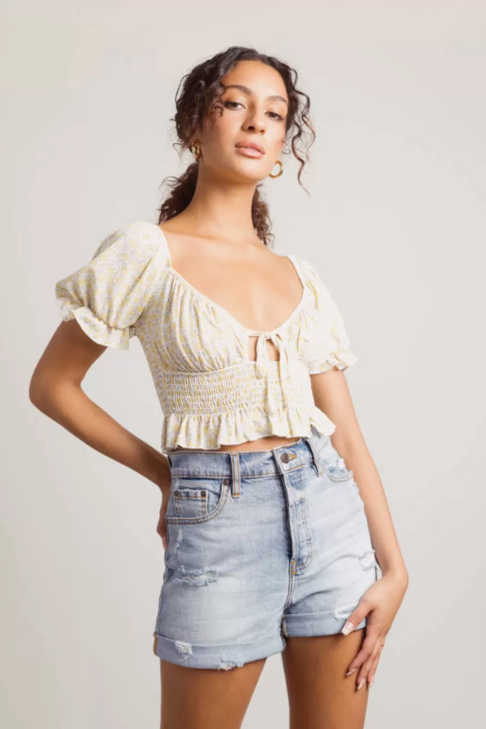 Blouses & Shirts*Tobi Beginning Of It All Floral Crop Top Yellow