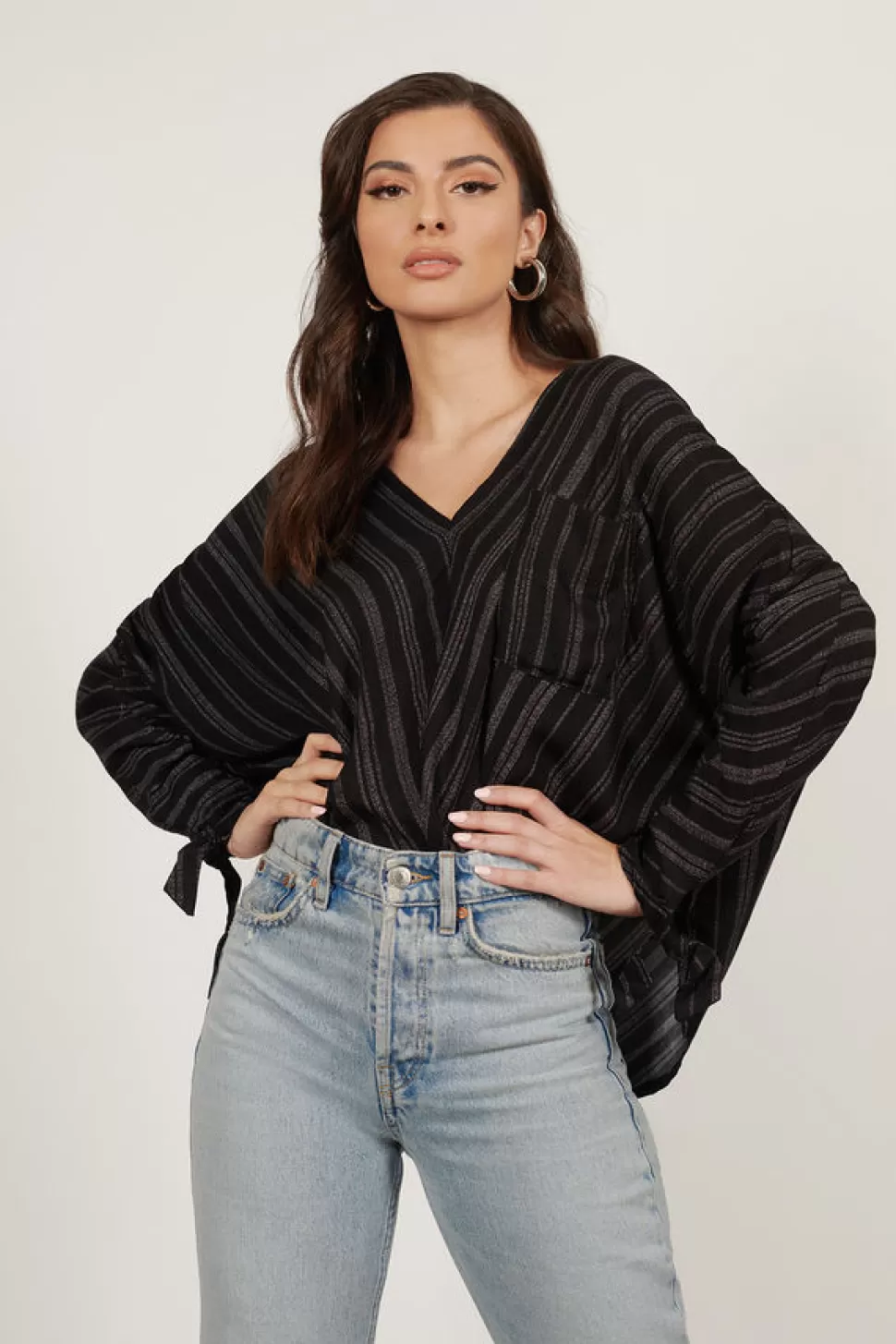 Long Sleeve Tops*Tobi Bethany Front Pocket Blouse Black