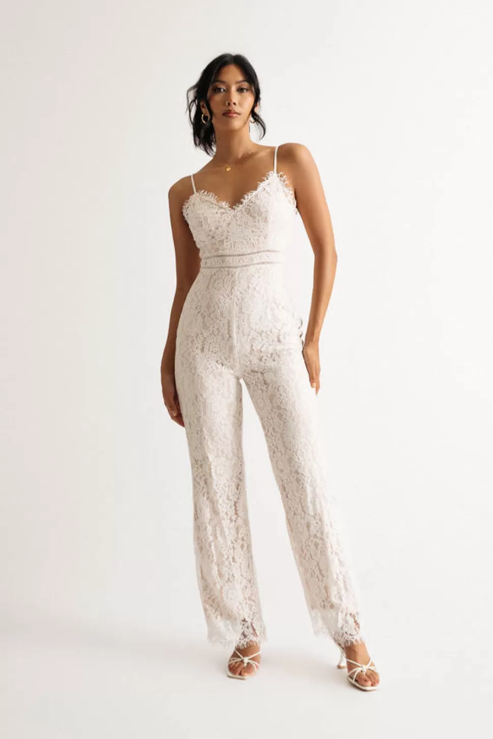 Rompers & Jumpsuits*Tobi Bethany Lace Straight Leg Jumpsuit Off White