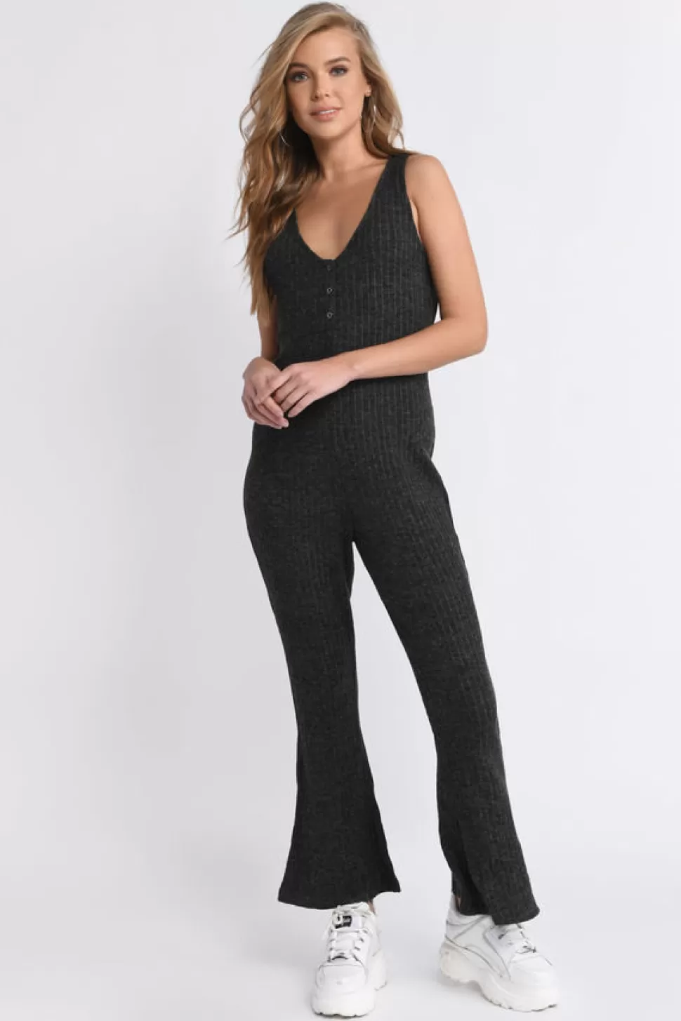 Rompers & Jumpsuits*Tobi Better Days Ribbed Jumpsuit Black | Mauve