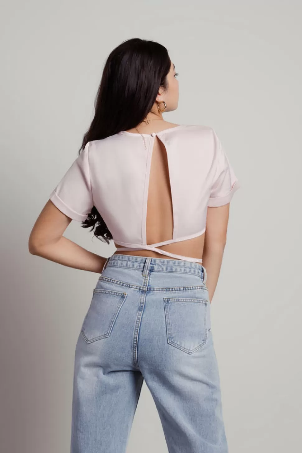 Crop Tops*Tobi Body And Soul Satin Tie Crop Top Pink | Black