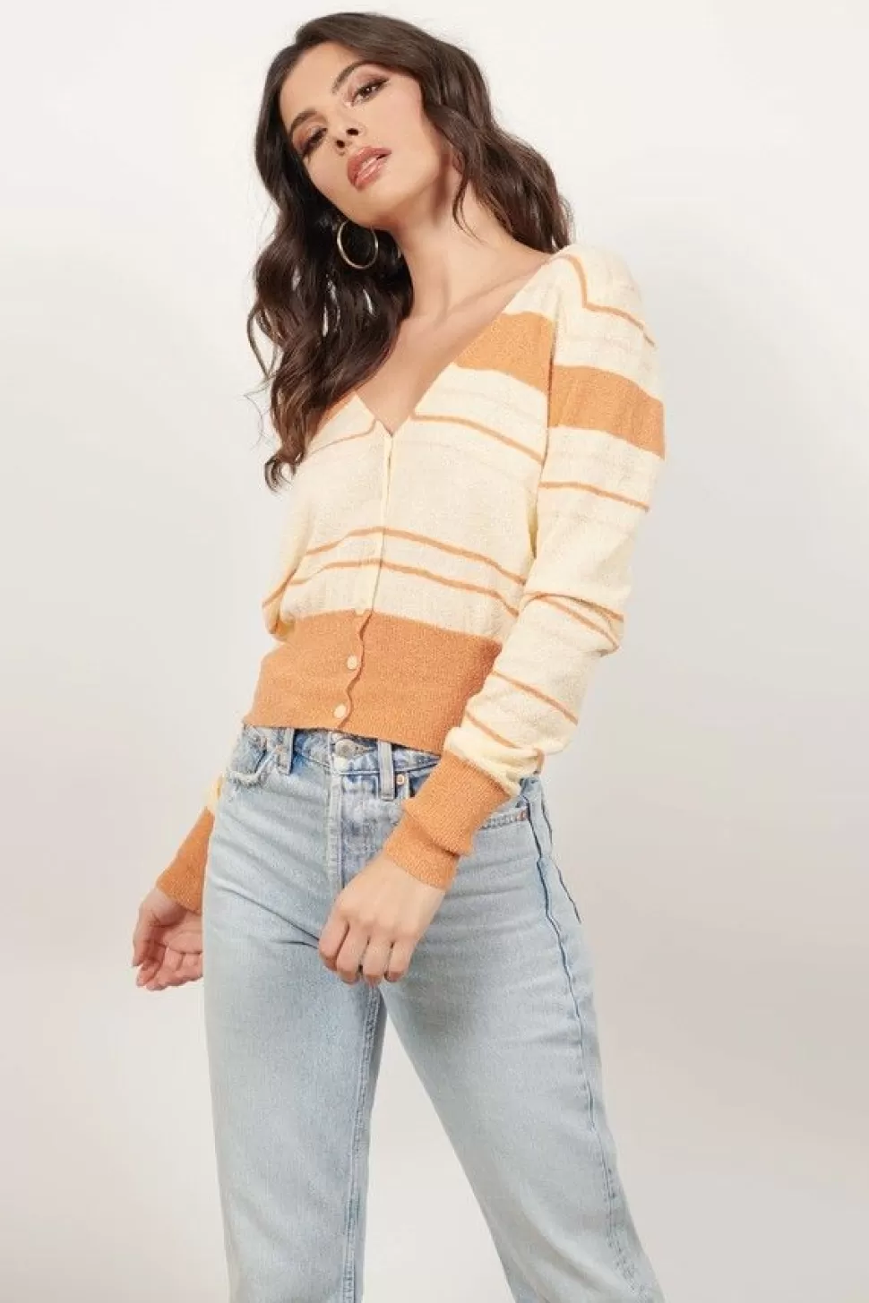 Long Sleeve Tops*Tobi Boo'D Up Striped Button Up Sweater Multi