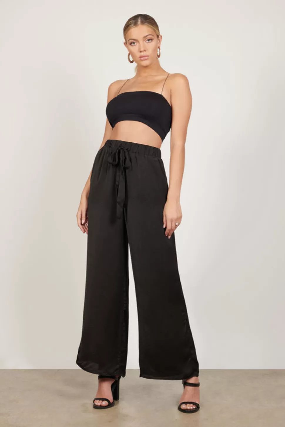 Pants*Tobi Bring Me Home Satin Cropped Pant Black