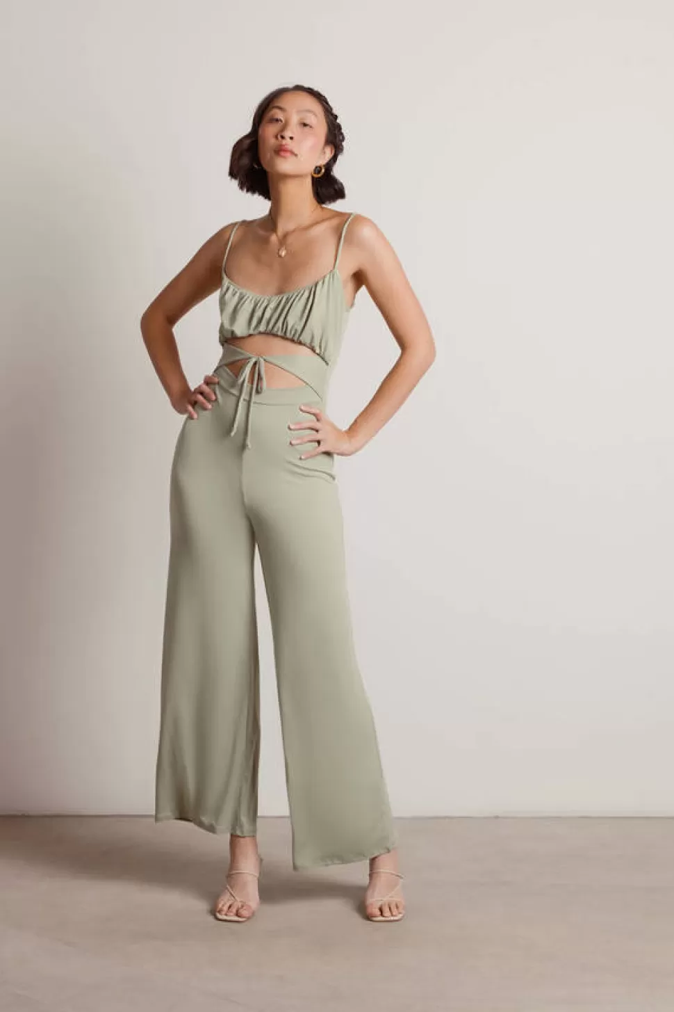 Rompers & Jumpsuits*Tobi Bring You Around Ruched Cutout Jumpsuit Sage