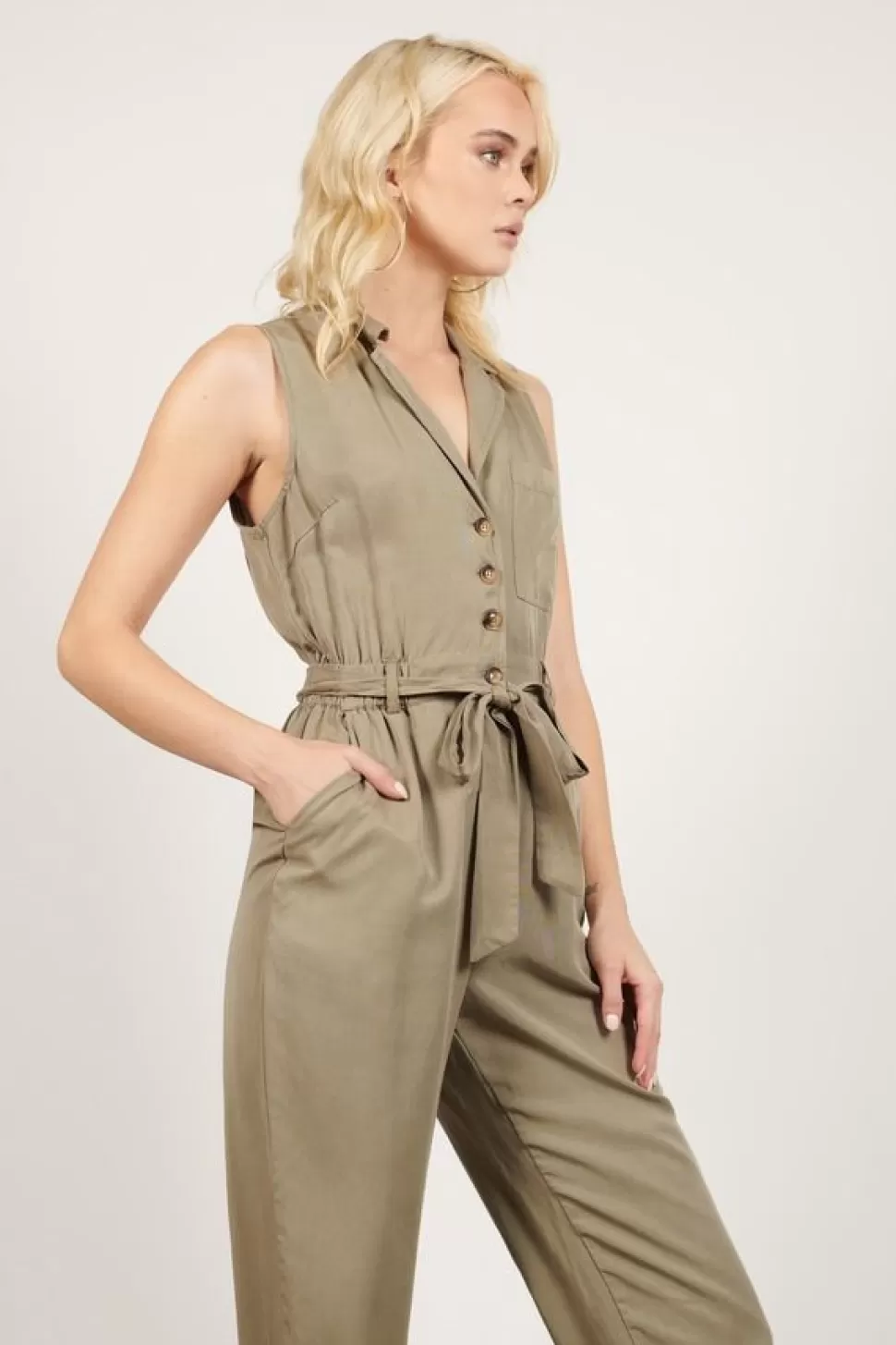 Rompers & Jumpsuits*Tobi Call It A Day Button Up Jumpsuit Olive