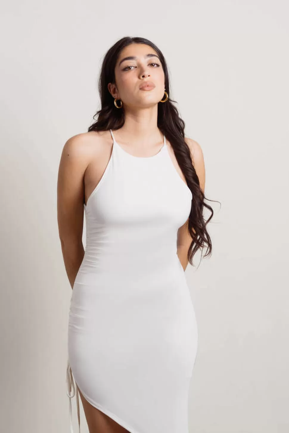 Bodycon Dresses*Tobi Carolina Ruched Bodycon Midi Dress Off White