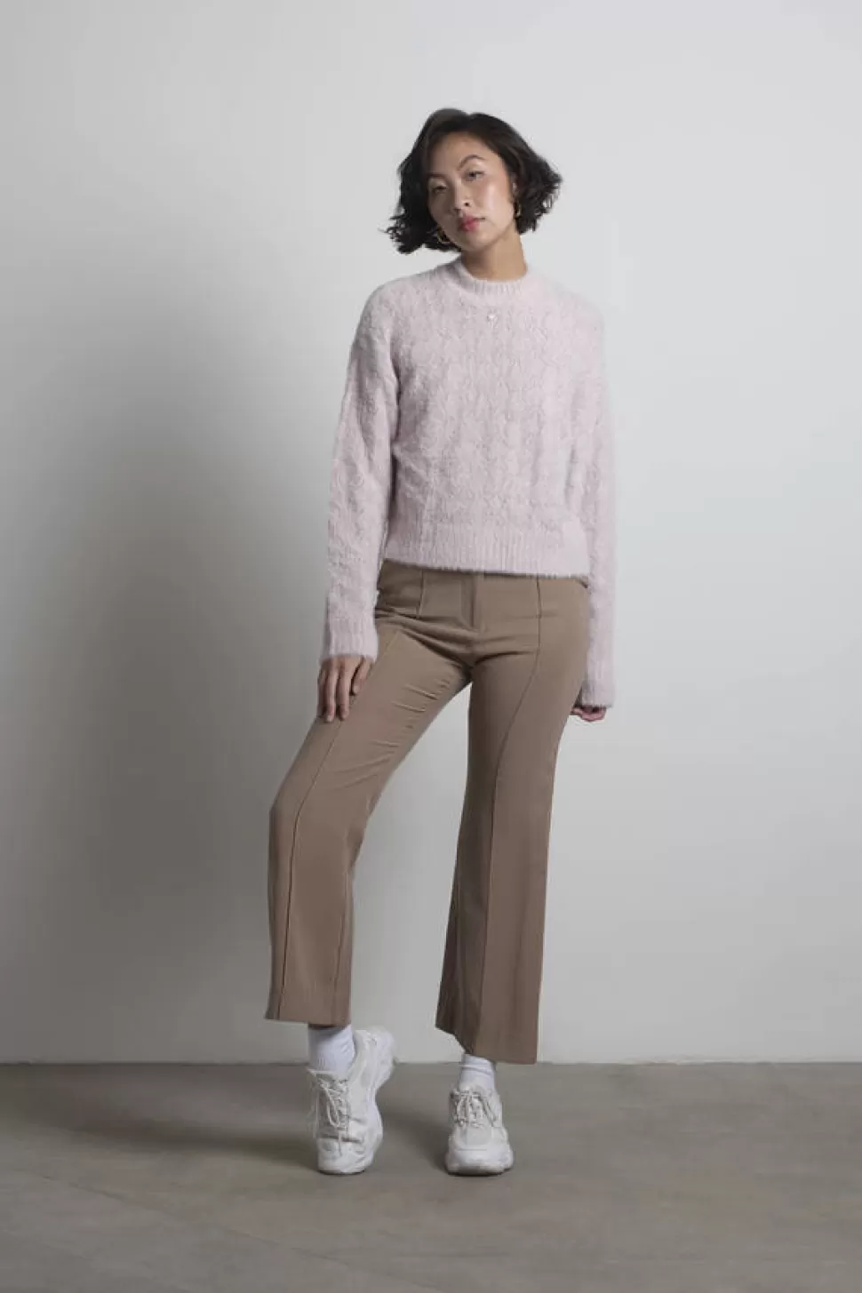 Pink Tops*Tobi Casandra Mock Neck Fuzzy Sweater Pink | Ivory