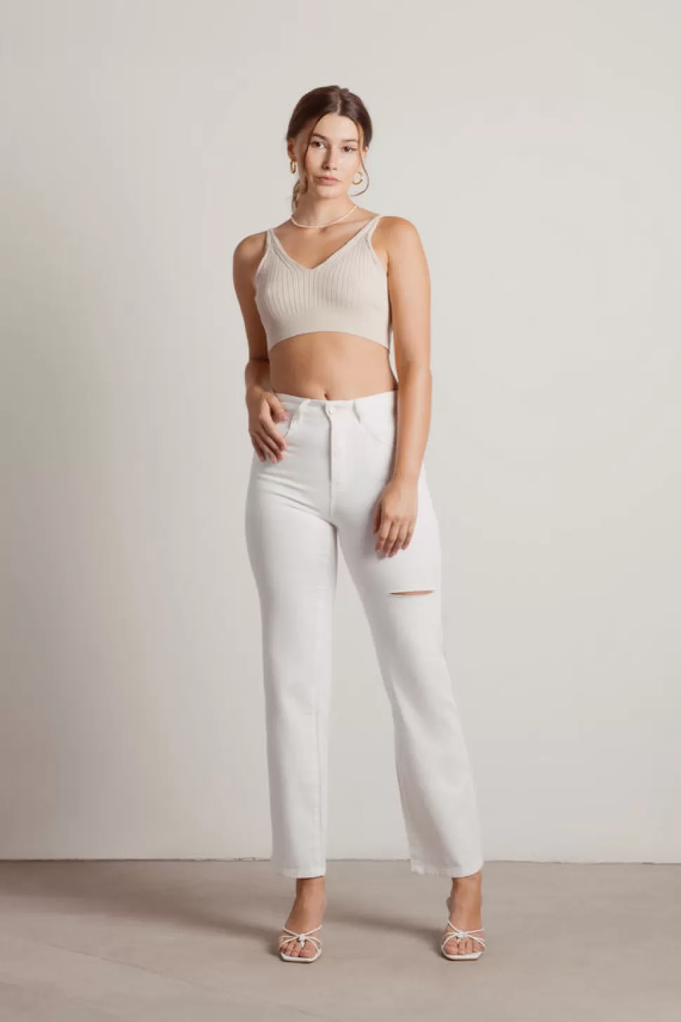 Pants*Tobi Castle Heights Thigh Slit Straight Leg Jeans White