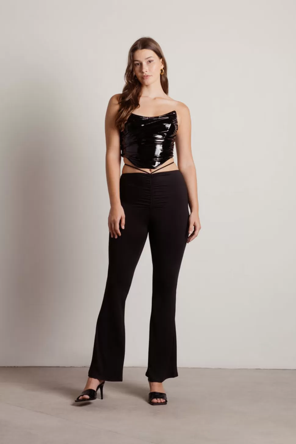 Corsets & Bustiers*Tobi Change You Patent Leather Bustier Crop Top Black