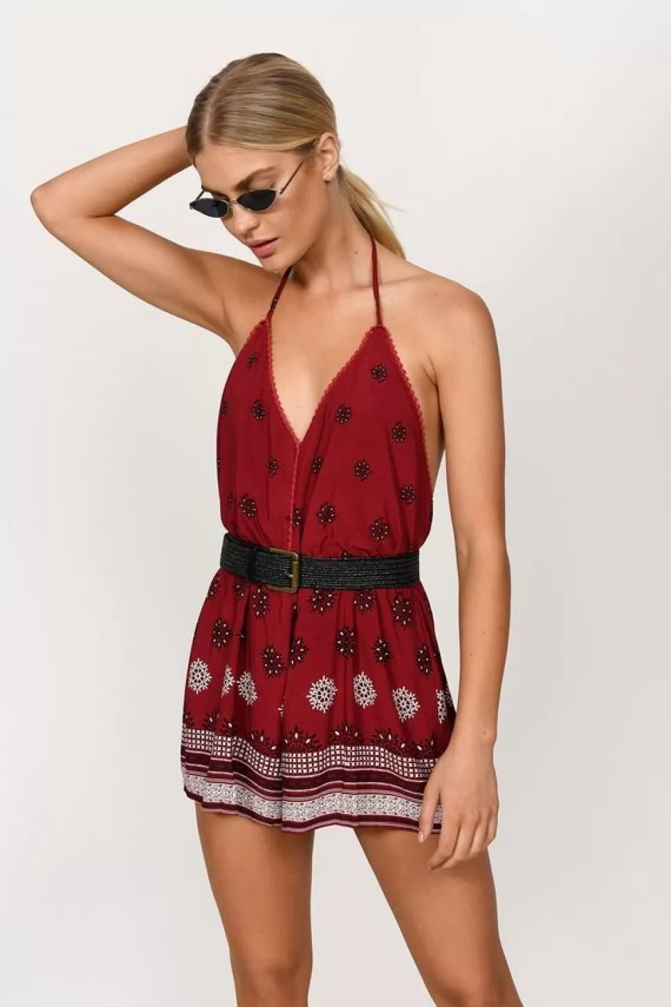 Rompers & Jumpsuits*Tobi Cherish Print Romper Wine