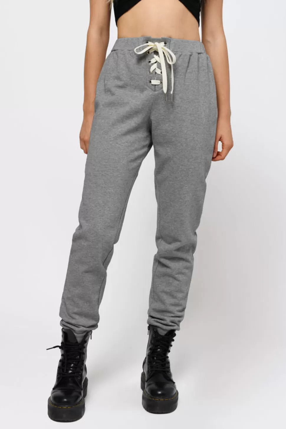 Jogger Pants*Tobi Chilled Lace Up Joggers Heather Grey | Wine