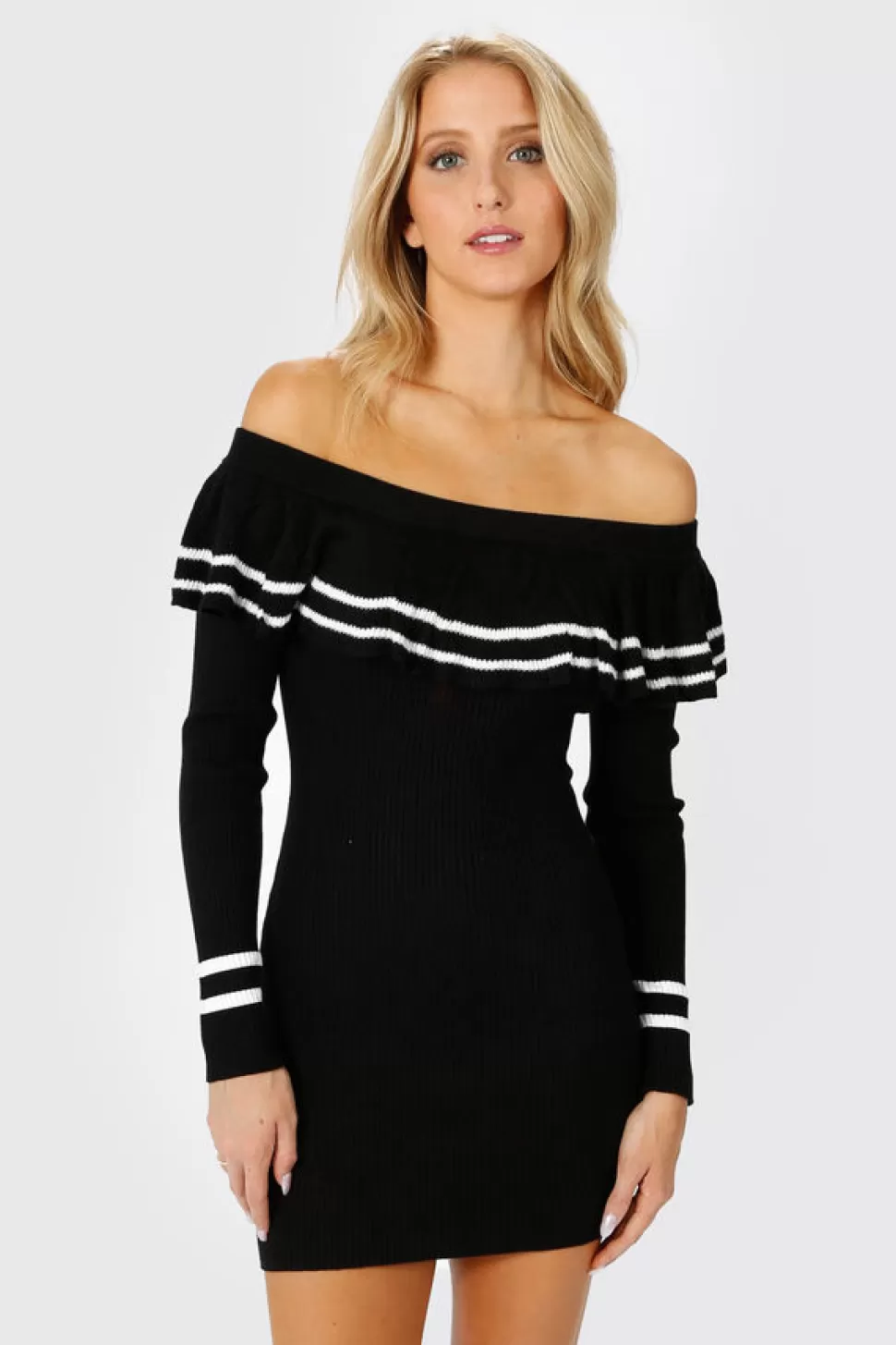 Bodycon Dresses*Tobi Christina Off Shoulder Sweater Dress Black