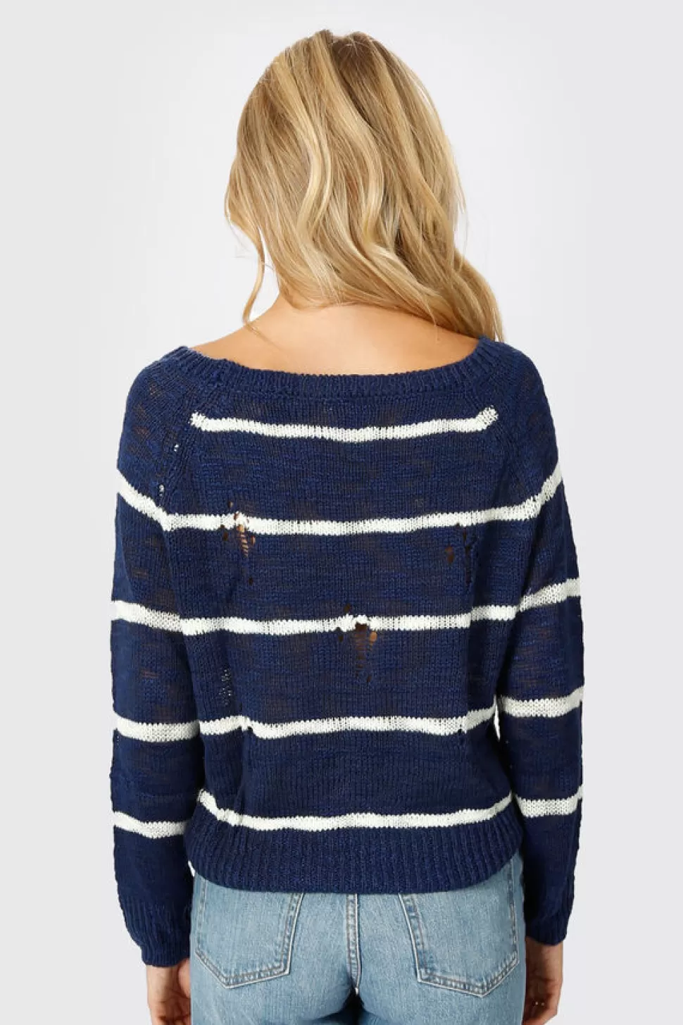 Sweaters & Cardigans*Tobi College Ruled Sweater Navy & Ivory