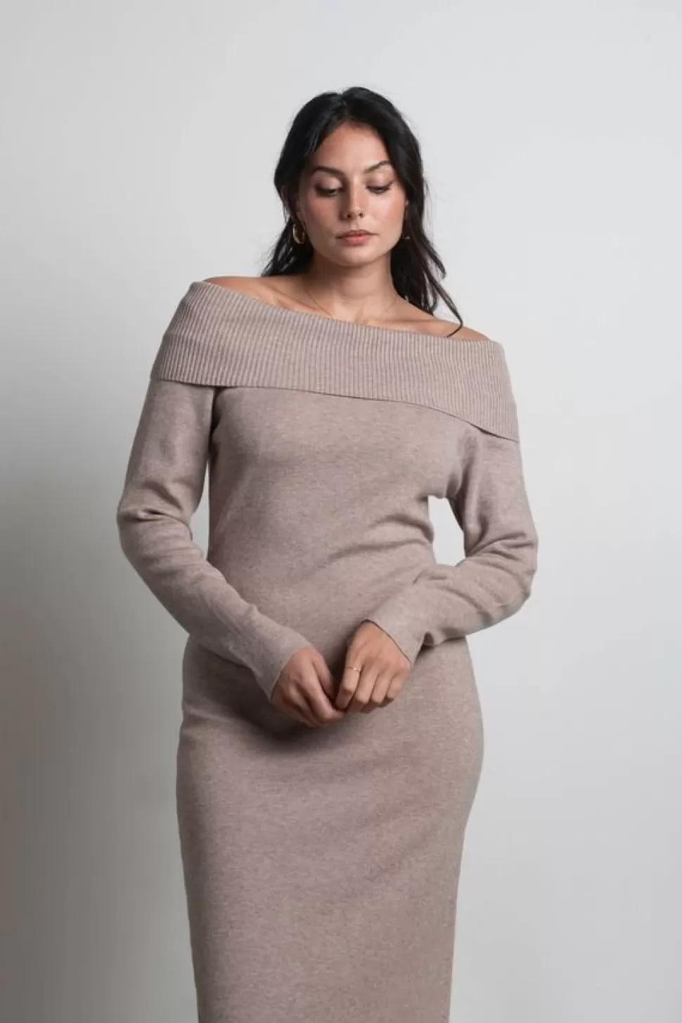 Sweaters & Cardigans*Tobi Come Around Off The Shoulder Sweater Midi Dress Mocha