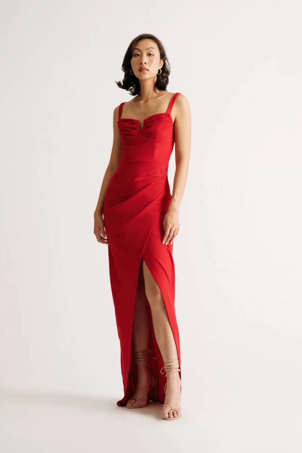 Corset Dresses*Tobi Come Over Here Surplice Bustier Maxi Dress Red