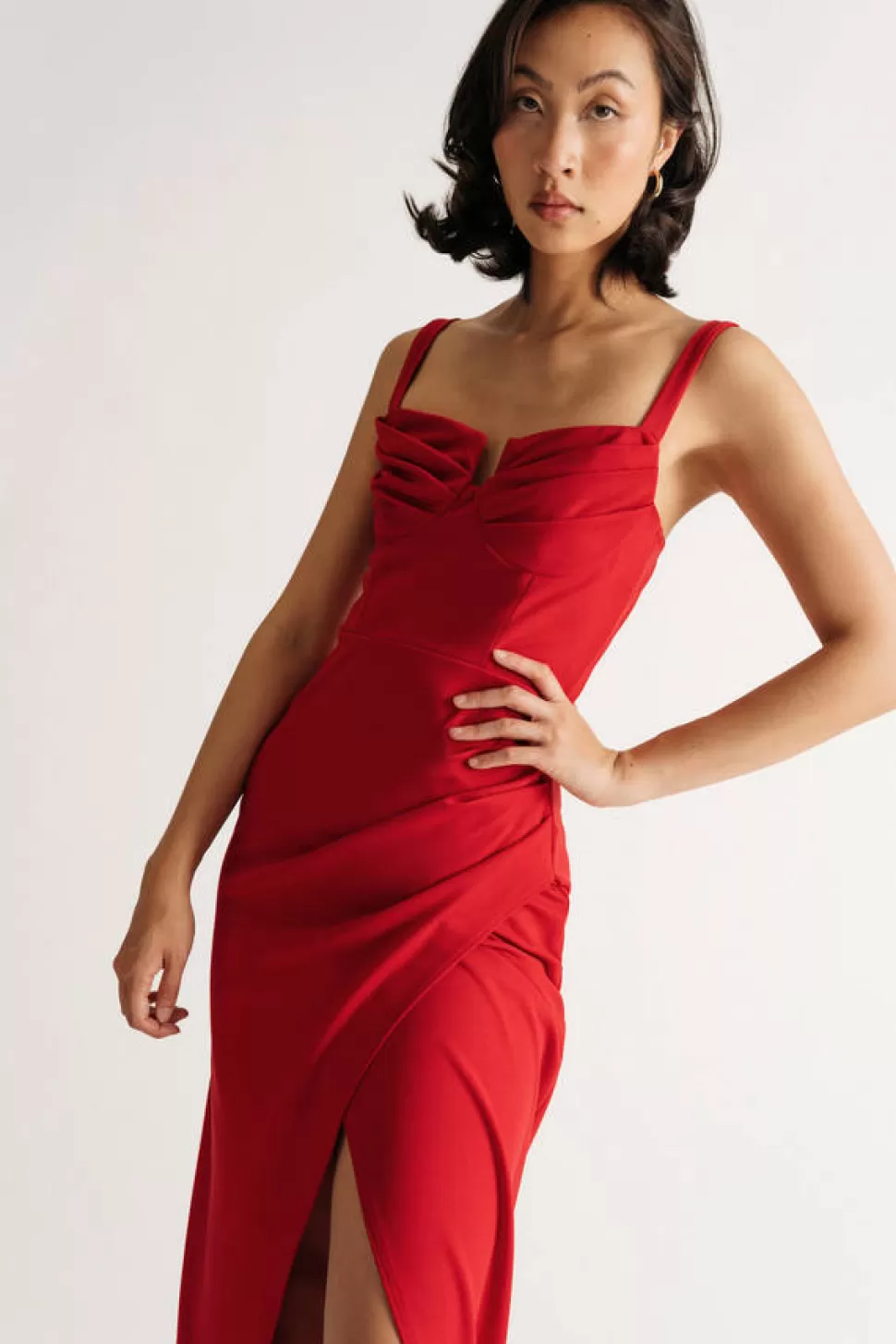 Corset Dresses*Tobi Come Over Here Surplice Bustier Maxi Dress Red