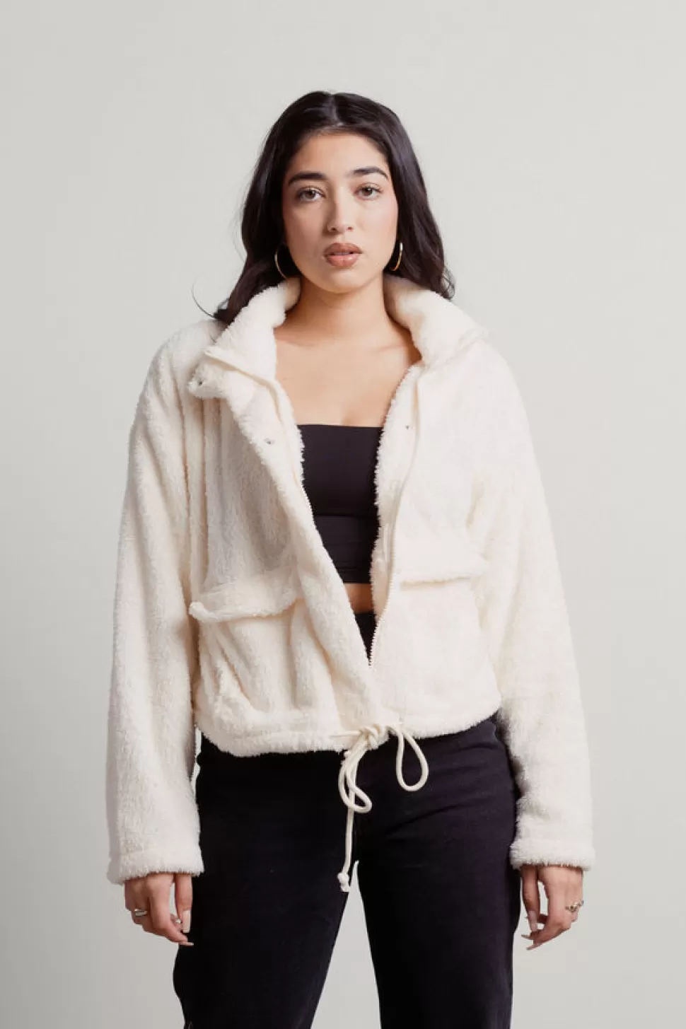 Jackets*Tobi Cozy Cabin Fleece Zip Up Jacket Ivory