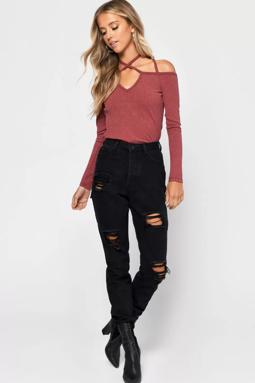 Off The Shoulder Tops*Tobi Cross My Mind Top Wine | Toast