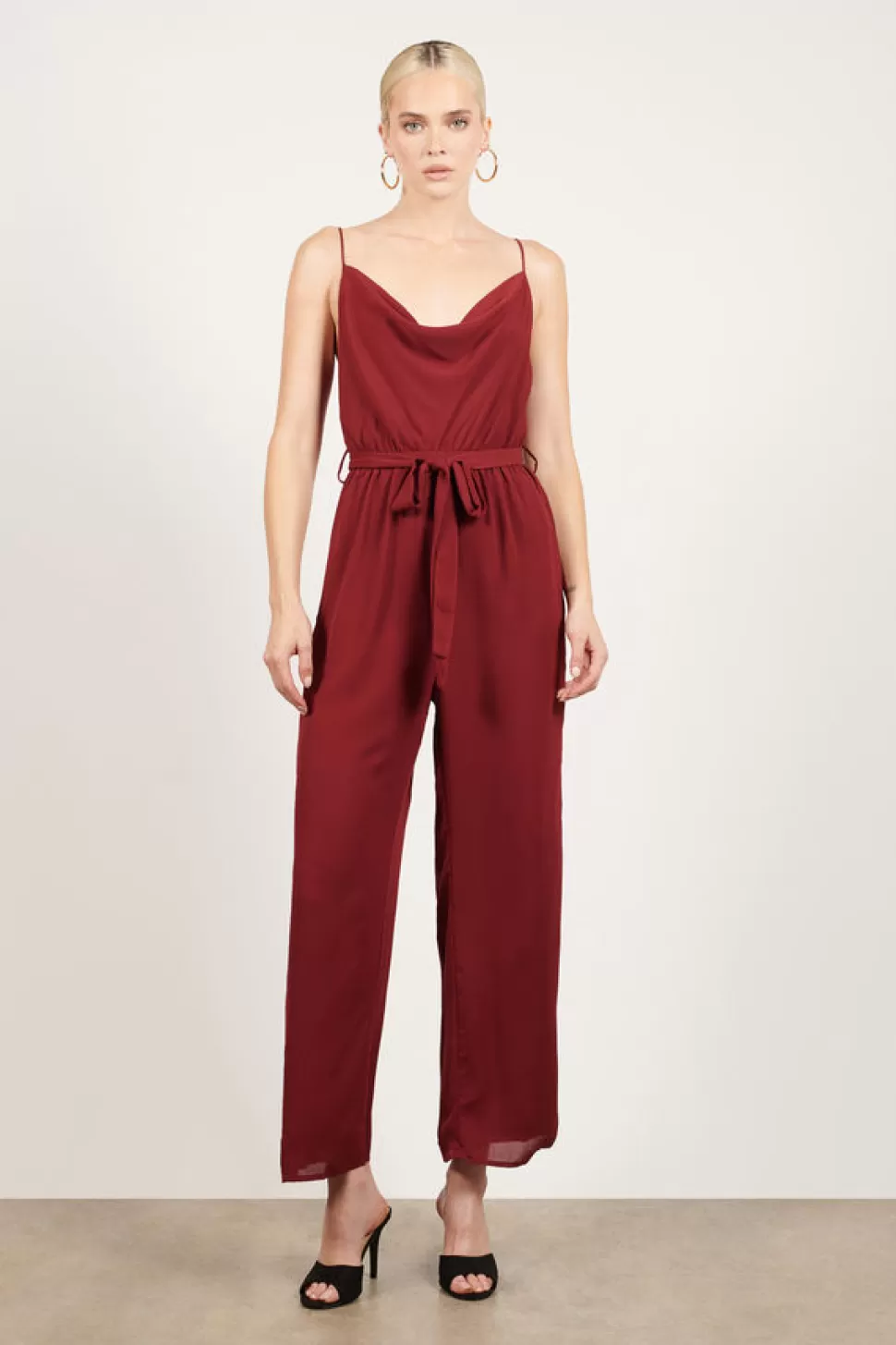 Rompers & Jumpsuits*Tobi Cross The Line Cowl Neck Jumpsuit Wine